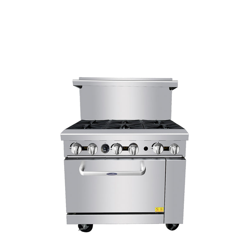 36" Gas Range (6) Open Burners with (1) 26" 1/2 Wide Oven