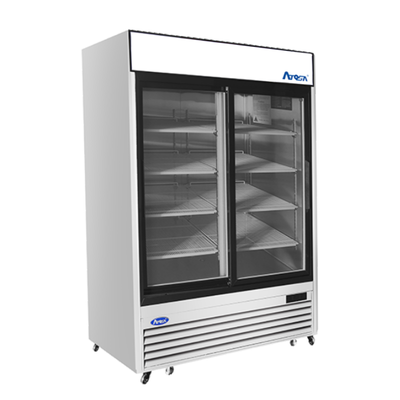 Atosa Bottom Mount Two Sliding Glass Door Refrigerator