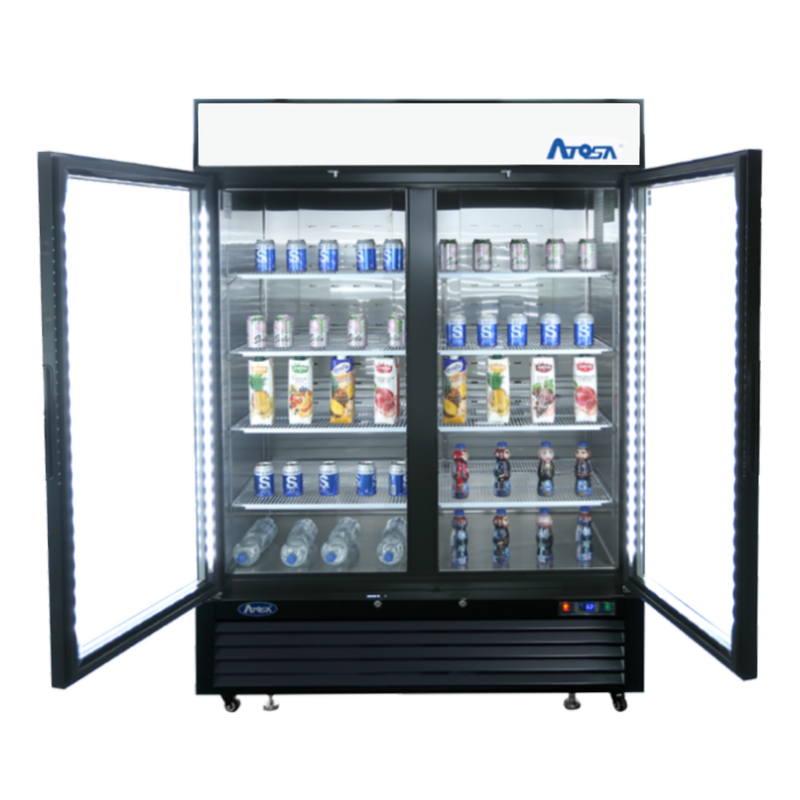 Bottom Mount (2) Glass Door Freezer 43.95 cu ft - Black Cabinet
