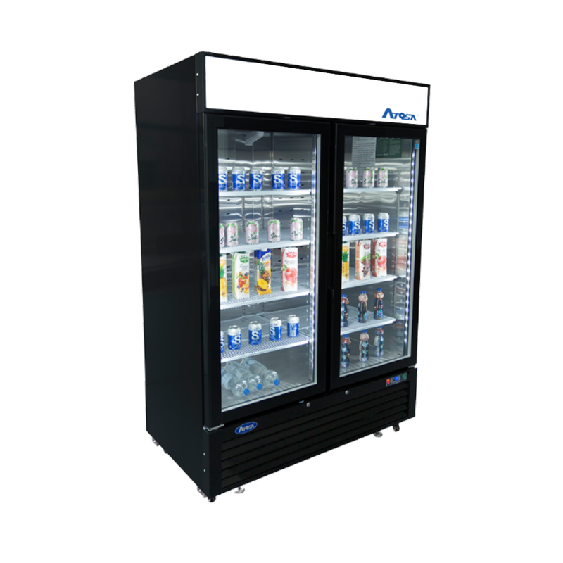 Bottom Mount (2) Glass Door Freezer 43.95 cu ft - Black Cabinet