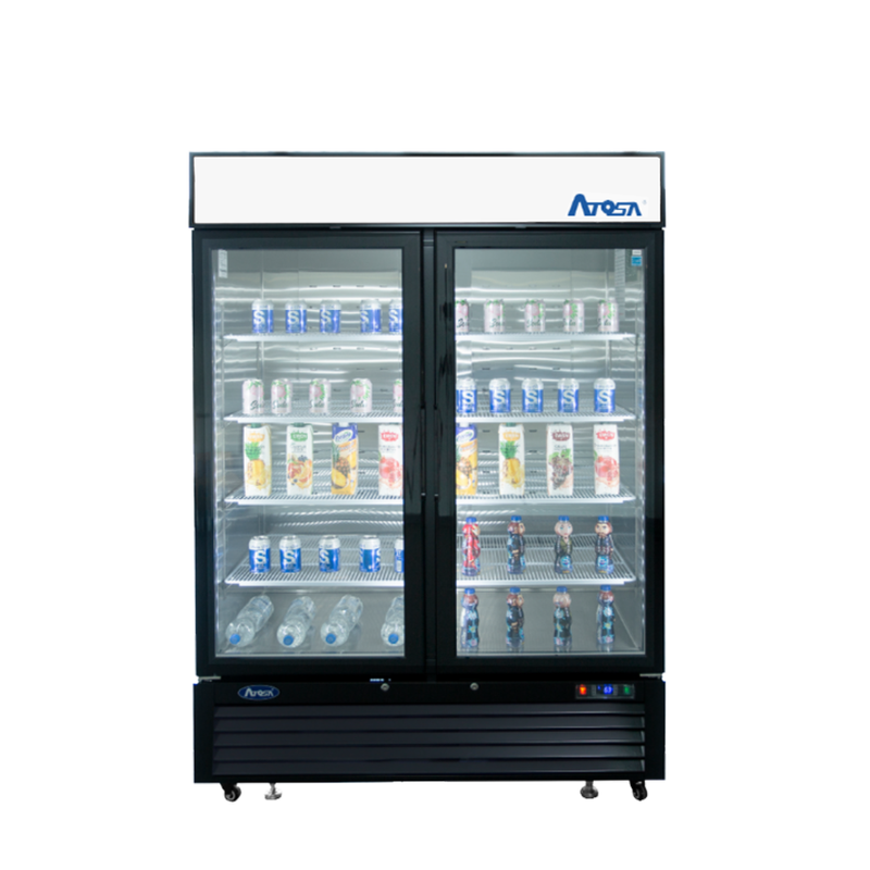 Bottom Mount (2) Glass Door Freezer 43.95 cu ft - Black Cabinet