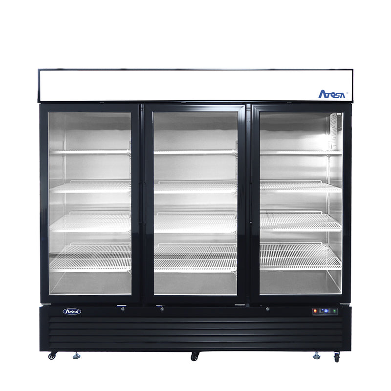 Bottom Mount (3) Glass Door Refrigerator 69.54 cu ft - Black Cabinet