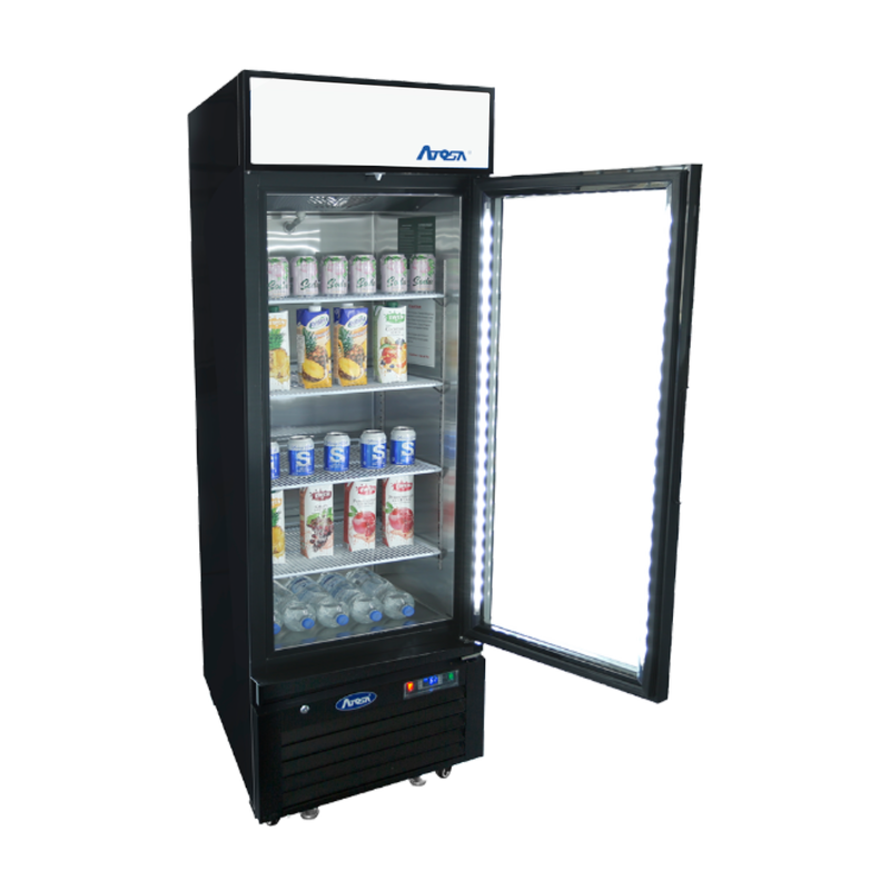 Bottom Mount (1) Glass Door Refrigerator 11.1 cu ft - Black Cabinet