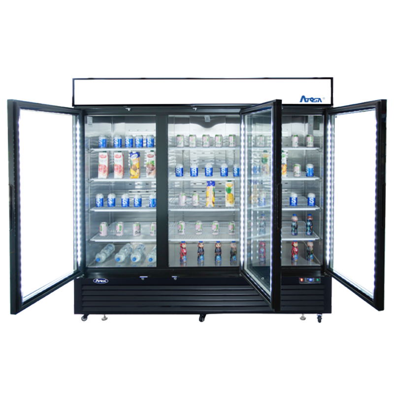Bottom Mount (3) Glass Door Freezer 69.54 cu ft - Black Cabinet