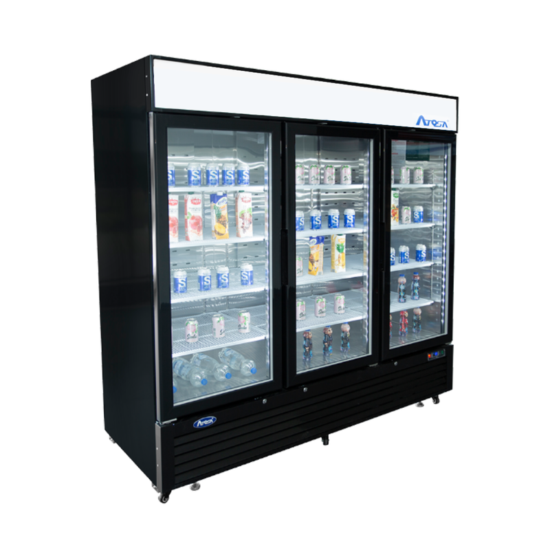 Bottom Mount (3) Glass Door Freezer 69.54 cu ft - Black Cabinet