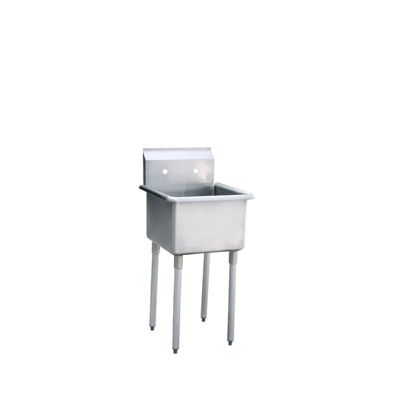 Mop Sink, Backsplash, Galvanized Tubular Legs, with Adjustable Plastic Bullet Feet