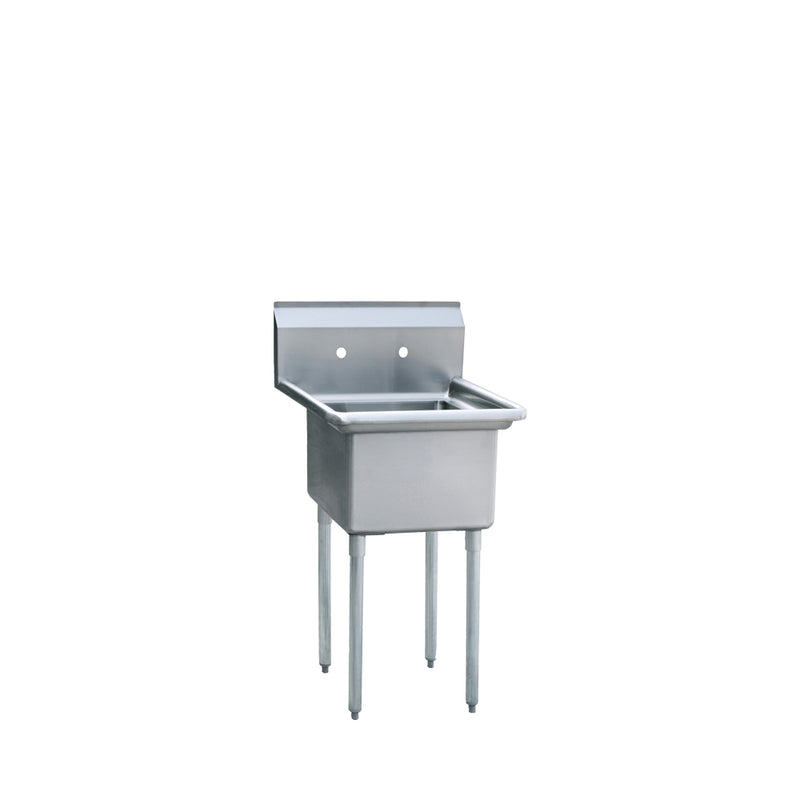 Prep Sink, Backsplash, Galvanized Tubular Legs, with Adjustable Plastic Bullet Feet