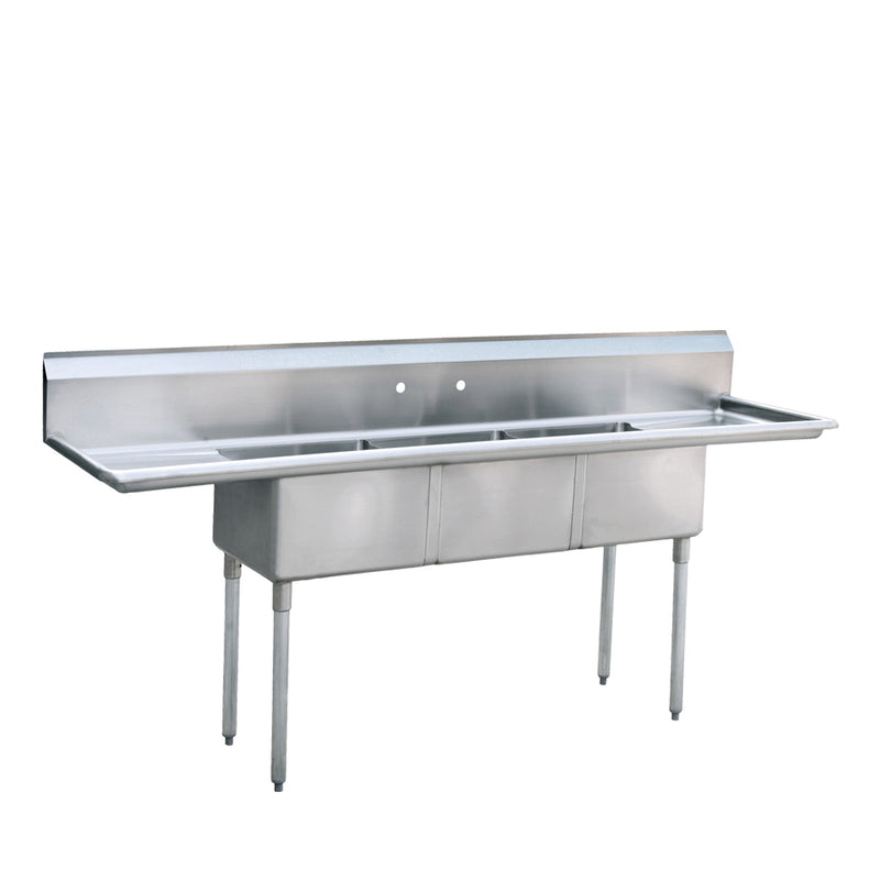 24″ Bakery Sheet Pan Sink with Left and Right Drain Boards