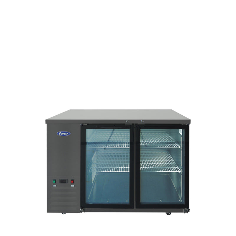 48" Back Bar Cooler w/ Glass Door Shallow Depth (Black Exterior)