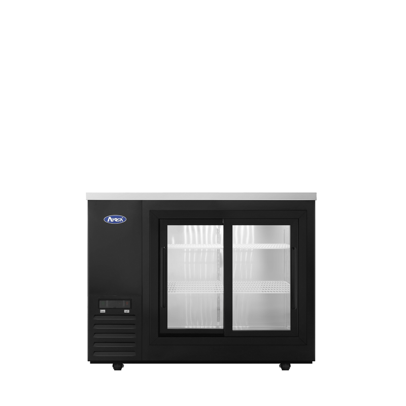 48" Back Bar Cooler w/ Sliding Glass Door Shallow Depth (Black Exterior)