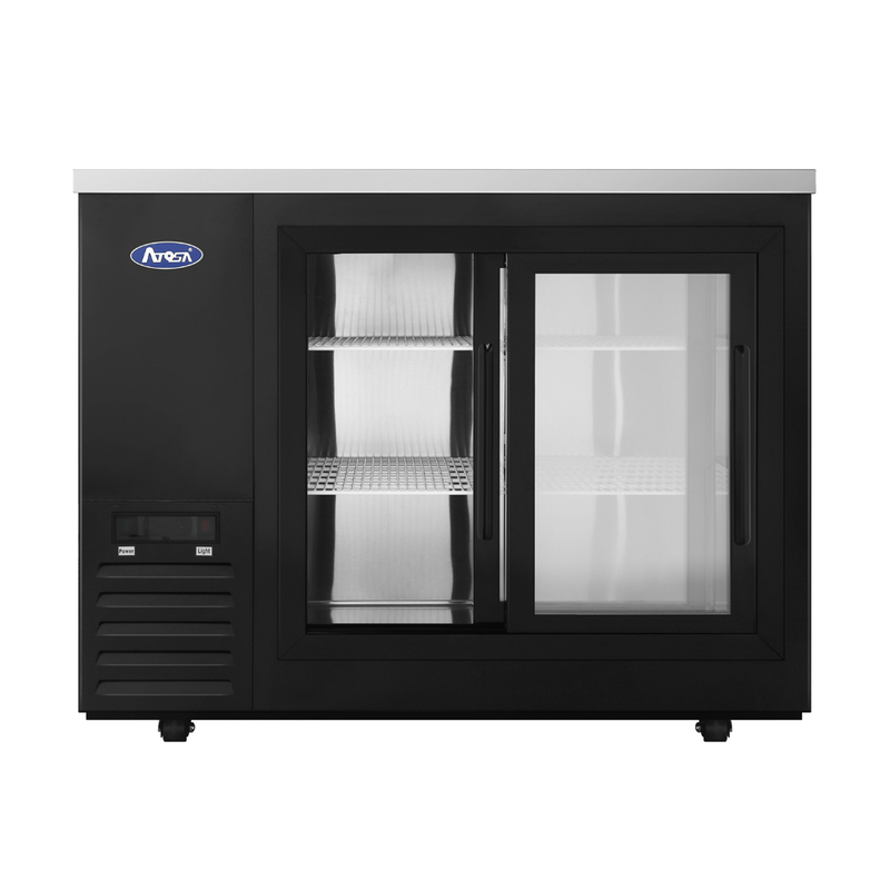 48" Back Bar Cooler w/ Sliding Glass Door Shallow Depth (Black Exterior)