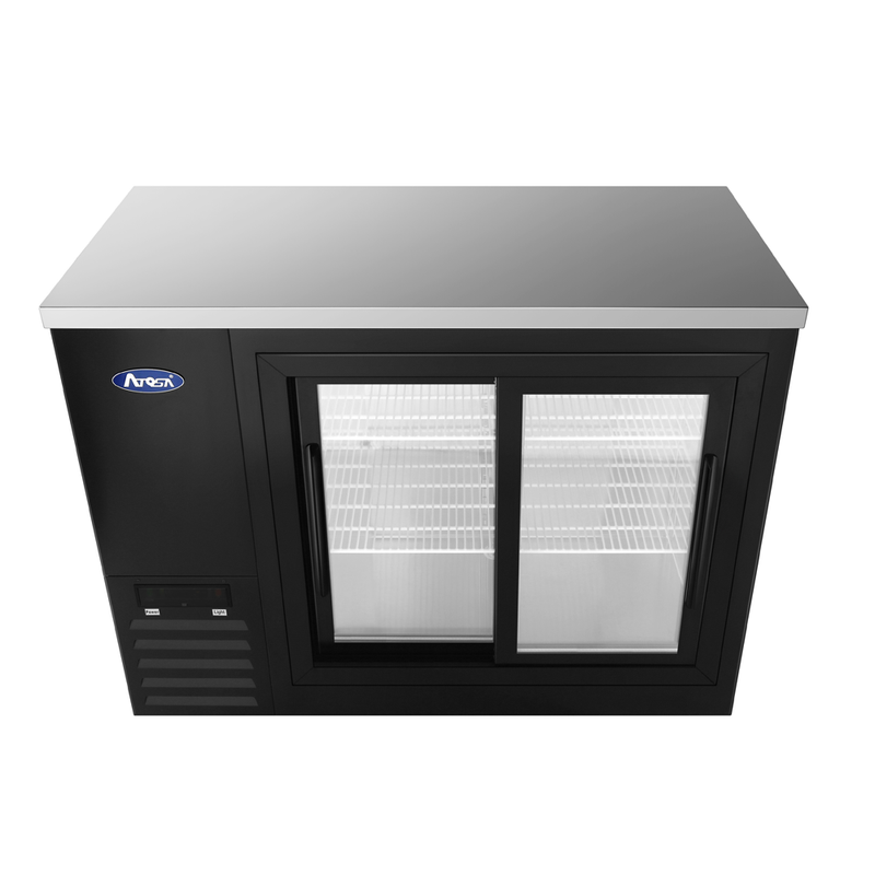 48" Back Bar Cooler w/ Sliding Glass Door Shallow Depth (Black Exterior)