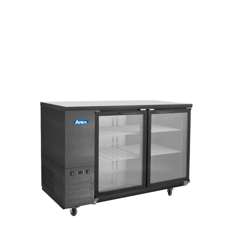 59" Back Bar Cooler w/ Glass Door Shallow Depth (Black Exterior)