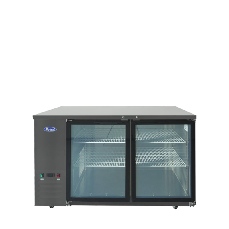 59" Back Bar Cooler w/ Glass Door Shallow Depth (Black Exterior)