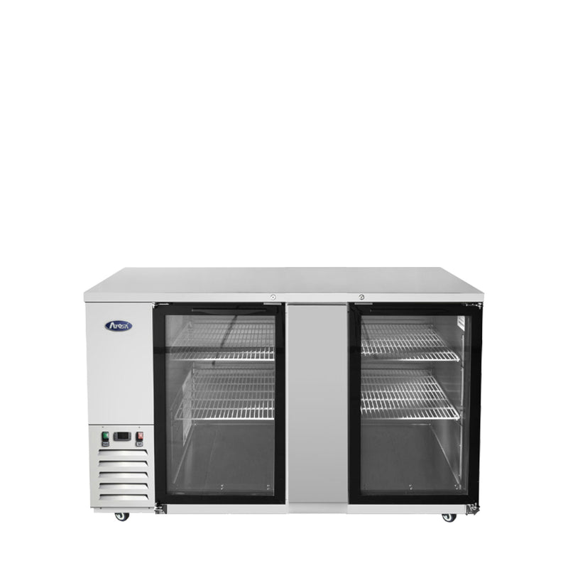 Refrigerador con barra trasera de 69" con puerta de vidrio de poca profundidad (exterior negro) Dimensiones: 68 W * 24-1 D * 40-1 H