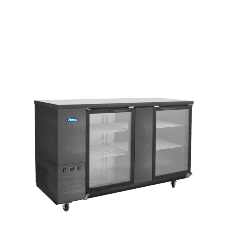 69" Back Bar Cooler w/ Glass Door Shallow Depth (Black Exterior)