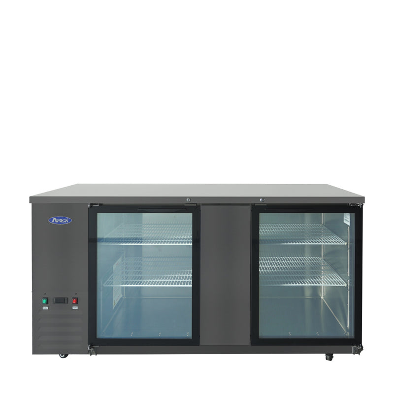 69" Back Bar Cooler w/ Glass Door Shallow Depth (Black Exterior)