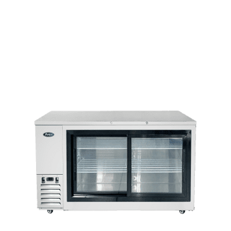 69" Back Bar Cooler w/ Sliding Glass Door Shallow Depth (S/S Exterior)