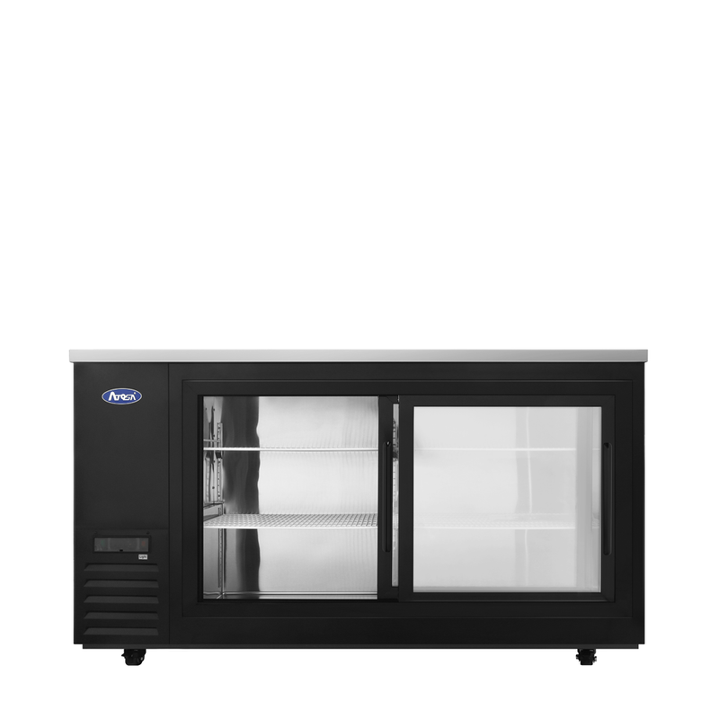 69" Back Bar Cooler w/ Sliding Glass Door Shallow Depth (Black Exterior)