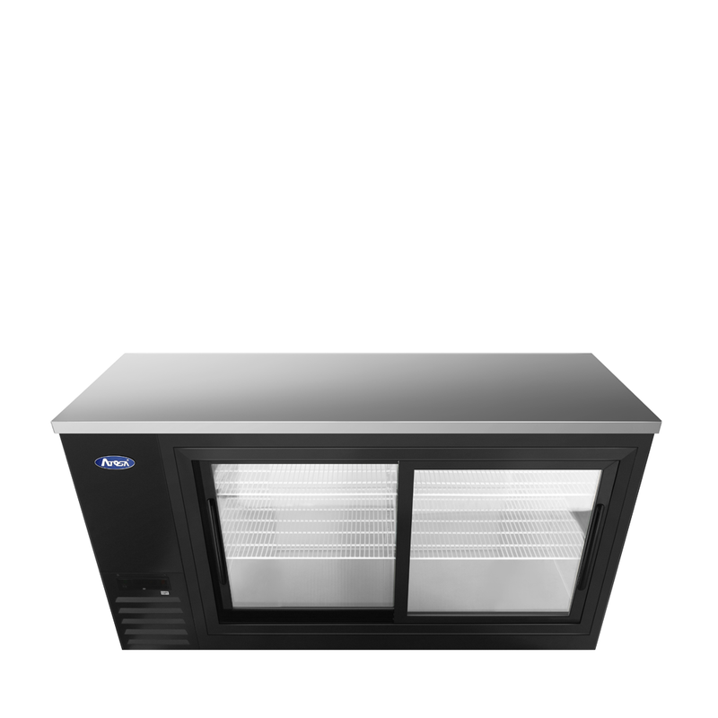 69" Back Bar Cooler w/ Sliding Glass Door Shallow Depth (Black Exterior)
