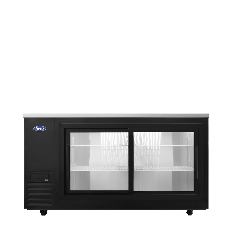 69" Back Bar Cooler w/ Sliding Glass Door Shallow Depth (Black Exterior)