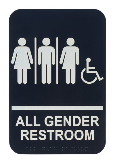 Information Sign, "All Gender/Accessible", 6" x 9", Braille