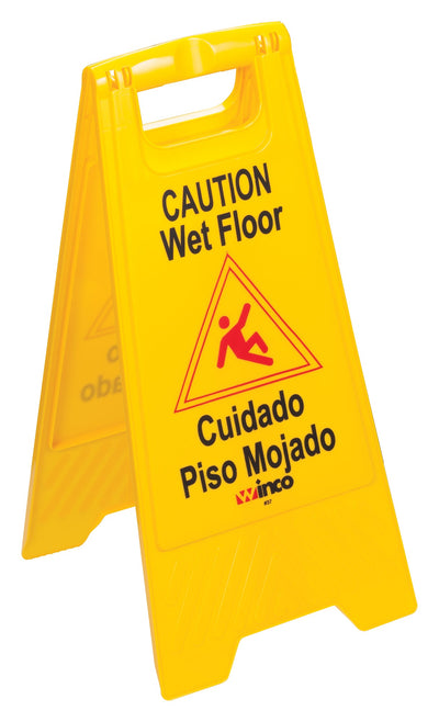 Wet Floor Caution Sign, Fold-out, Yellow