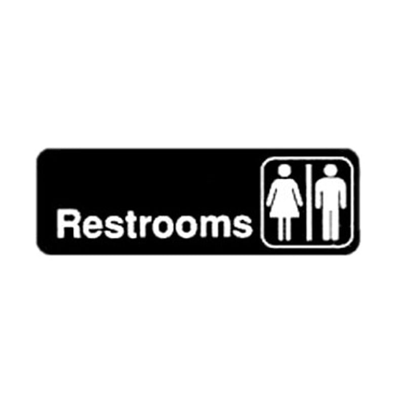 "RESTROOMS" SIGN BLACK-+