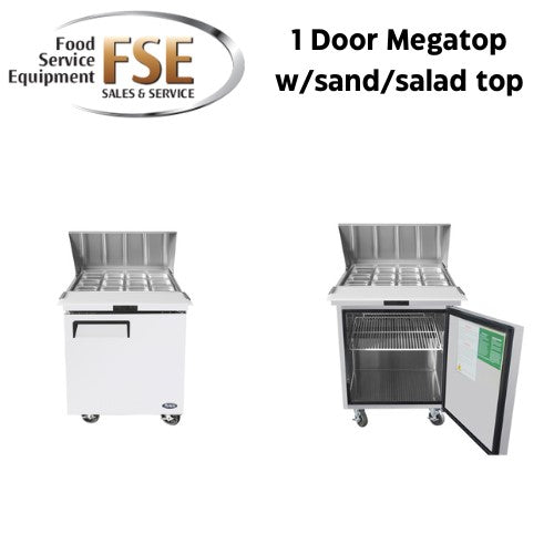 27" 1 Door Megatop w/sand/salad top