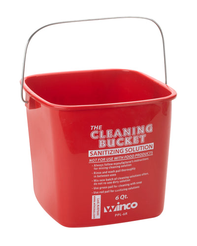6qt Cleaning Bucket, Red Sanitizing Solution